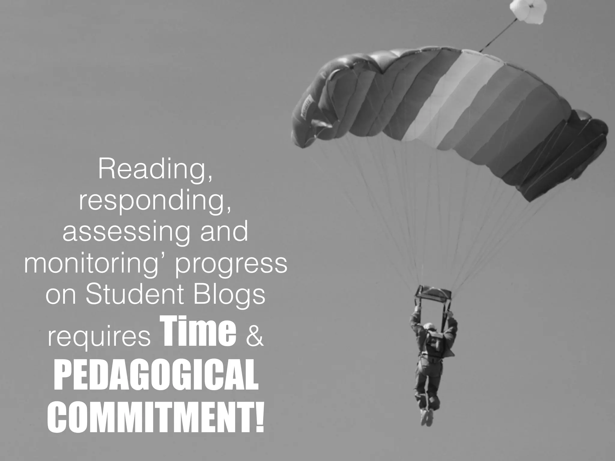 Reading,
responding,
assessing and
monitoring’ progress
on Student Blogs
requires Time &
PEDAGOGICAL
COMMITMENT!
 