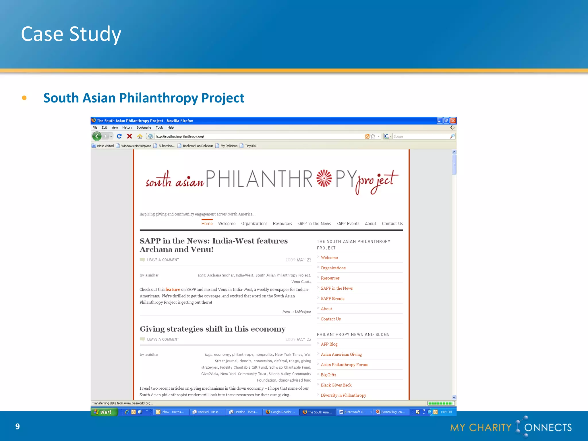 Case Study

    •   South Asian Philanthropy Project




9
 