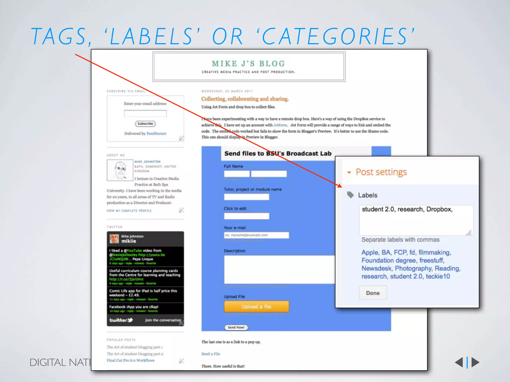 TAG S , ‘ L A B E L S ’ O R ‘ C AT E G O R I E S ’




DIGITAL NATIVES 01
 