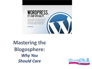 Mastering the
Blogosphere:
  Why You
 Should Care
 
