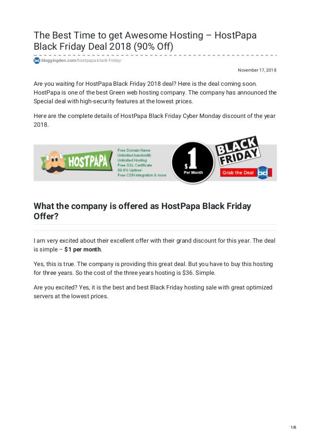 The Best Time To Get Awesome Hosting Hostpapa Black Friday Deal 201