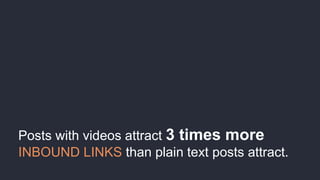 Posts with videos attract 3 times more
INBOUND LINKS than plain text posts attract.
 
