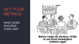 SET YOUR
METRICS
WHAT DOES
SUCCESS
LOOK LIKE?
 
