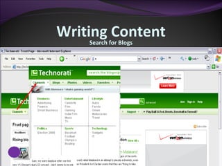 Search for Blogs Writing Content 