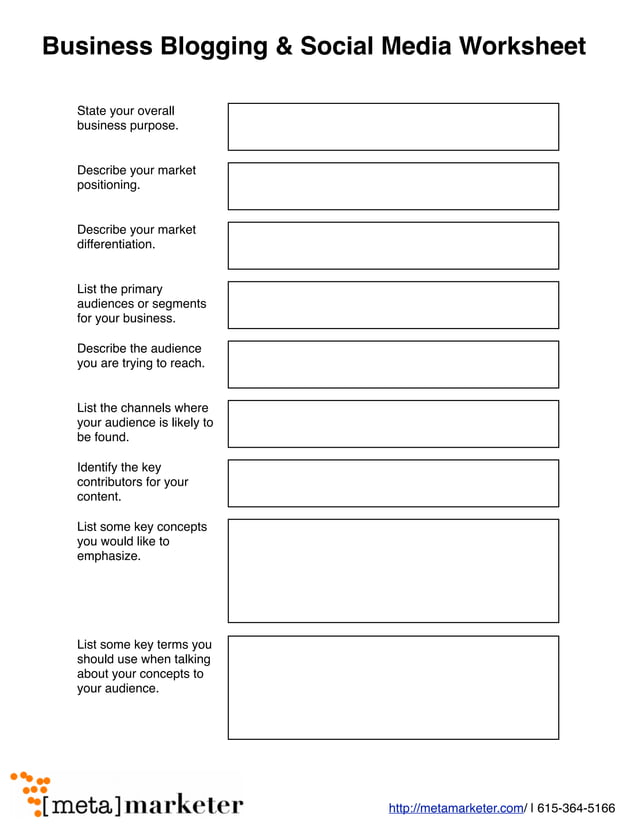 Business Blogging and Social Media Worksheet | PDF