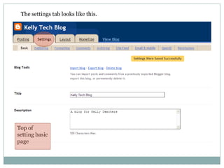 The settings tab looks like this.Top of setting basic page