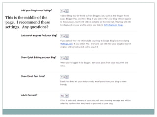 This is the middle of the page.  I recommend these settings.  Any questions?