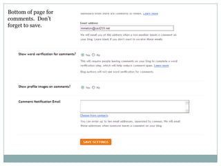 Bottom of page for comments.  Don’t forget to save.