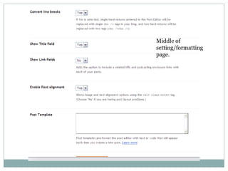 Middle of setting/formatting page.