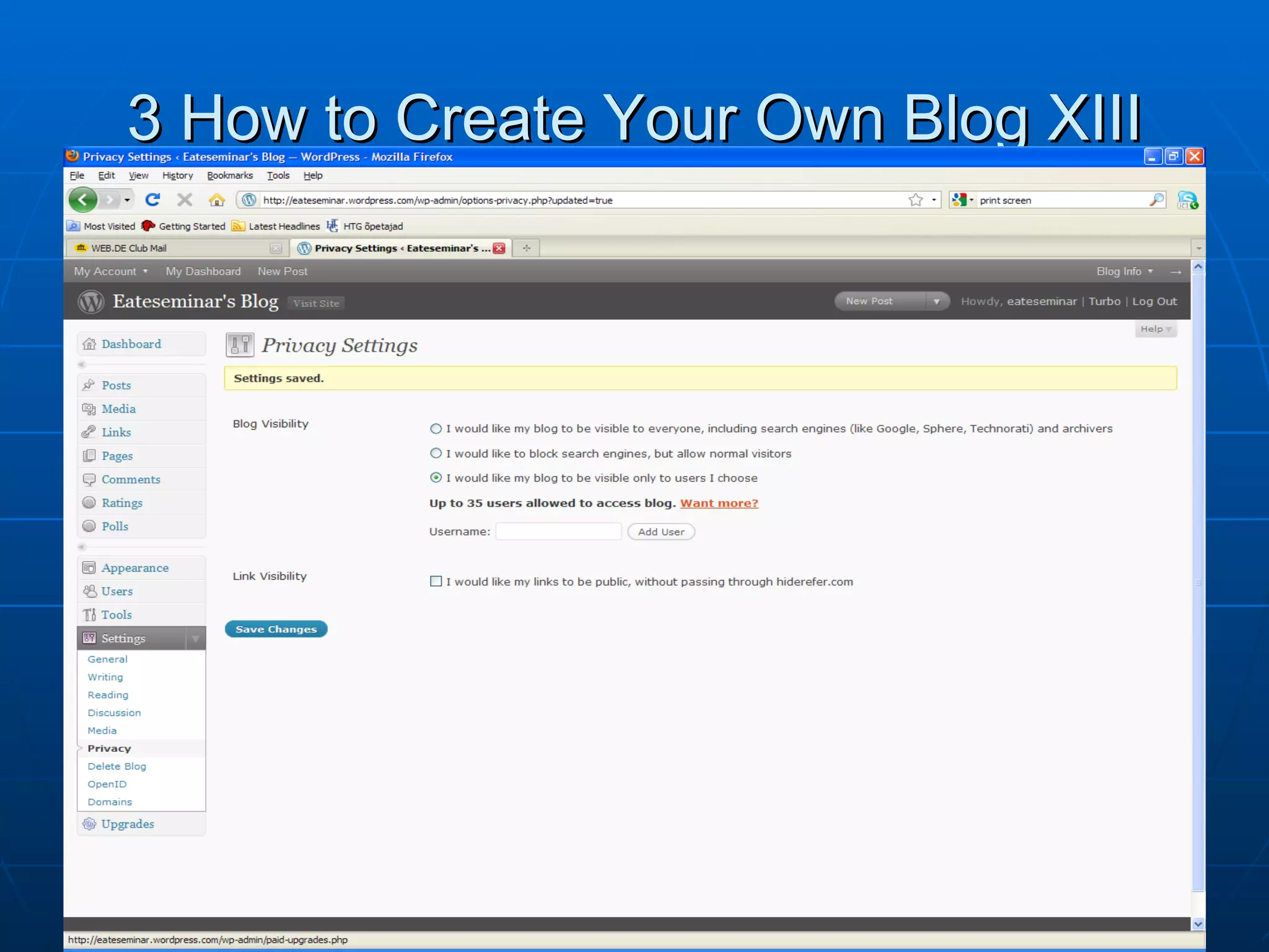 3 How to Create Your Own Blog XIII 