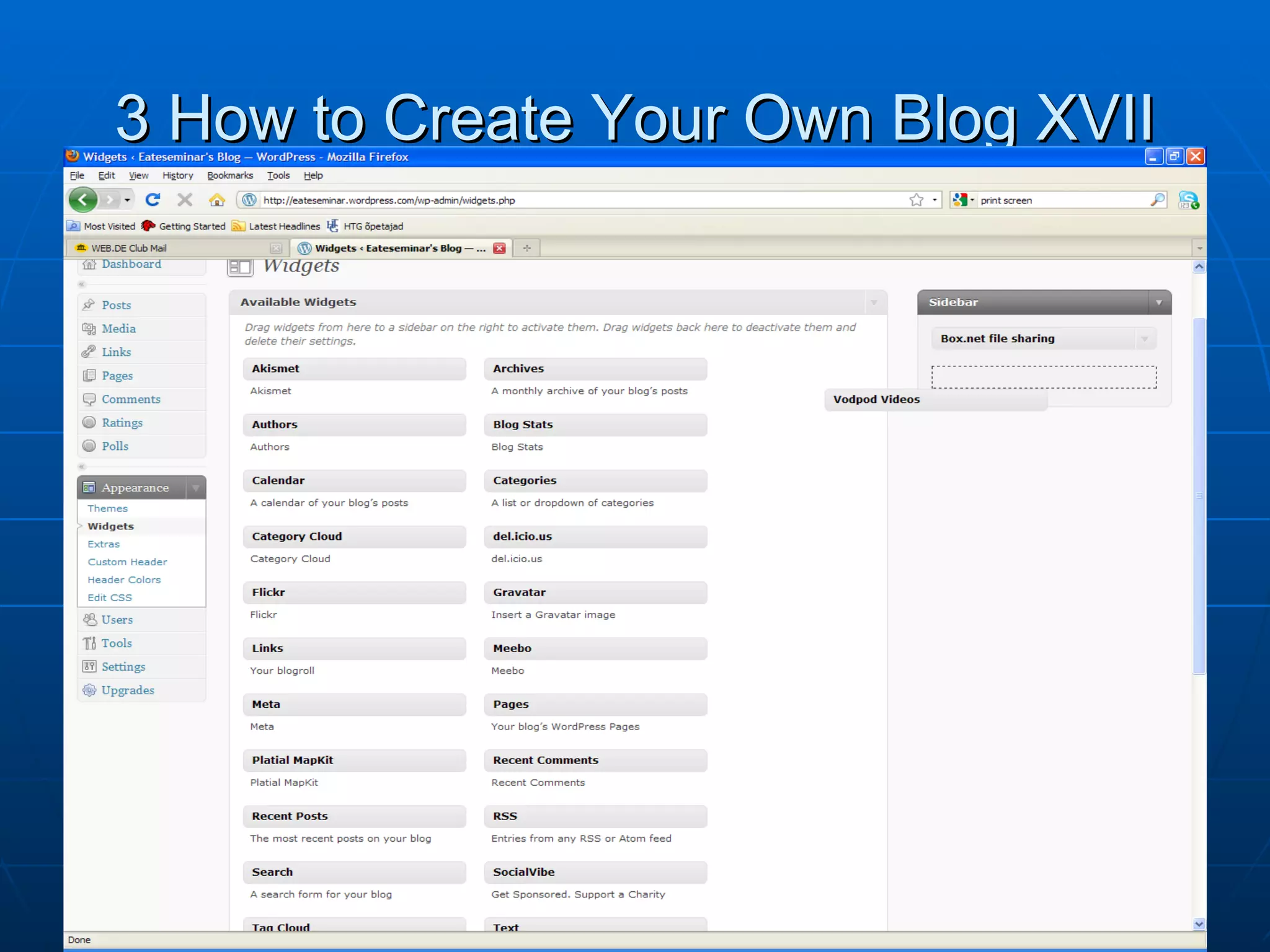 3 How to Create Your Own Blog XVII 