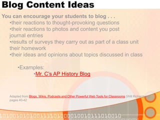 Provide class related information such as a class calendar, assignments, events or other class information