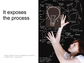 It exposes  the process  <http://www.flickr.com/photos/jess2712/348750797/ jess2712> 