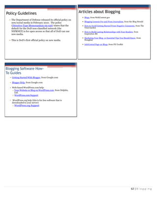 Blogging Tactical Guide