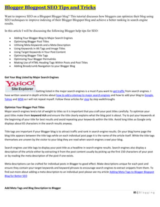 Blogging Tactical Guide