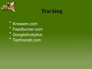 Tracking Knowem.com Feedburner.com GoogleAnalytics Technorati.com 