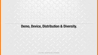 © 2013 COPYRIGHT • JUSTICEMITCHELL.COM • ALL RIGHTS RESERVED
Demo, Device, Distribution & Diversity.
 