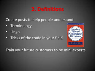 To Monetize (continued)Can have sponsors:Google AdsenseCommission Junction – bannersPartners – local businesses** Don’t do this right away.  Build an audience & momentum first so as not to turn people off with a lot of advertisements.