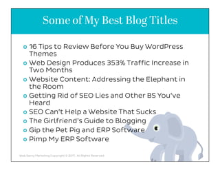 Click to edit Master title styleSome of My Best Blog Titles
¢  16 Tips to Review Before You Buy WordPress
Themes
¢  Web De...