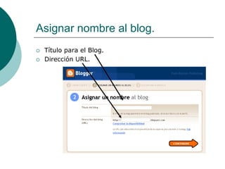Asignar nombre al blog.
   Título para el Blog.
   Dirección URL.
 