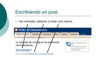 Escribiendo un post.
   Ver entrada, editarla o crear una nueva.
 