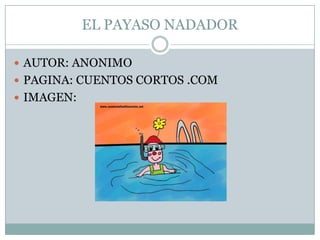 EL PAYASO NADADORAUTOR: ANONIMOPAGINA: CUENTOS CORTOS .COMIMAGEN: