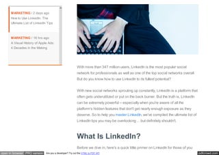 How to Use LinkedIn: The Ultimate List of LinkedIn Tips | PDF