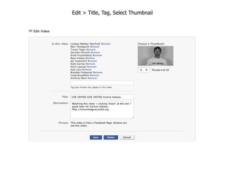 Edit > Title, Tag, Select Thumbnail
 