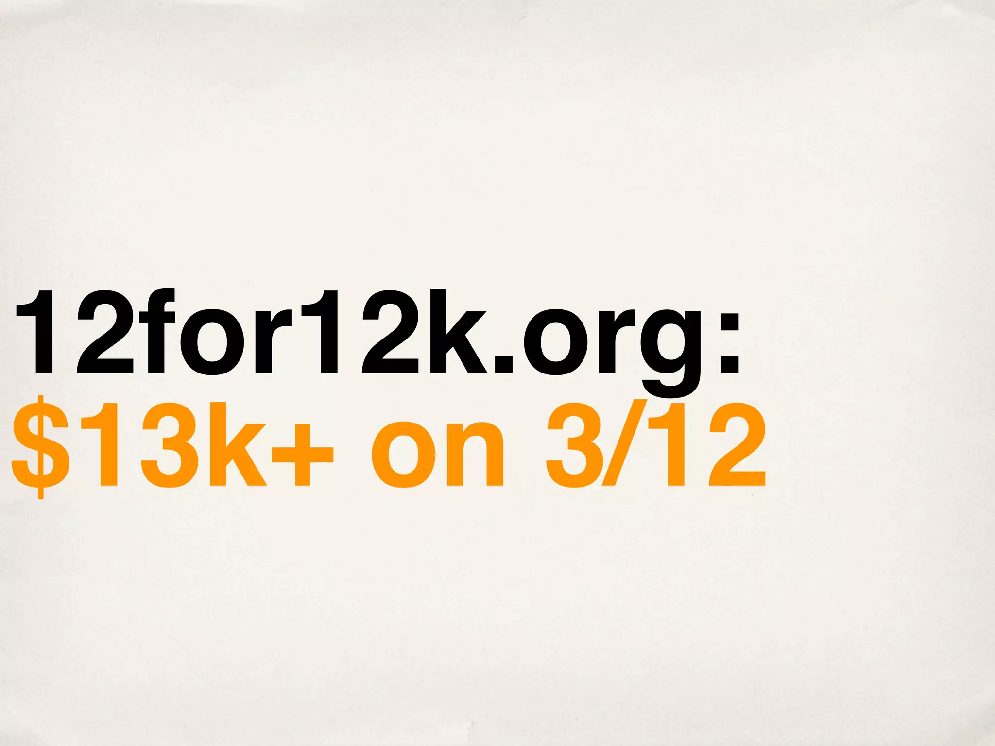 12for12k.org:
$13k+ on 3/12
 
