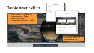 Taustakuvan vaihto
Kuva voidaan vaihtaa tai
sitä voi muokata (Edit).
 