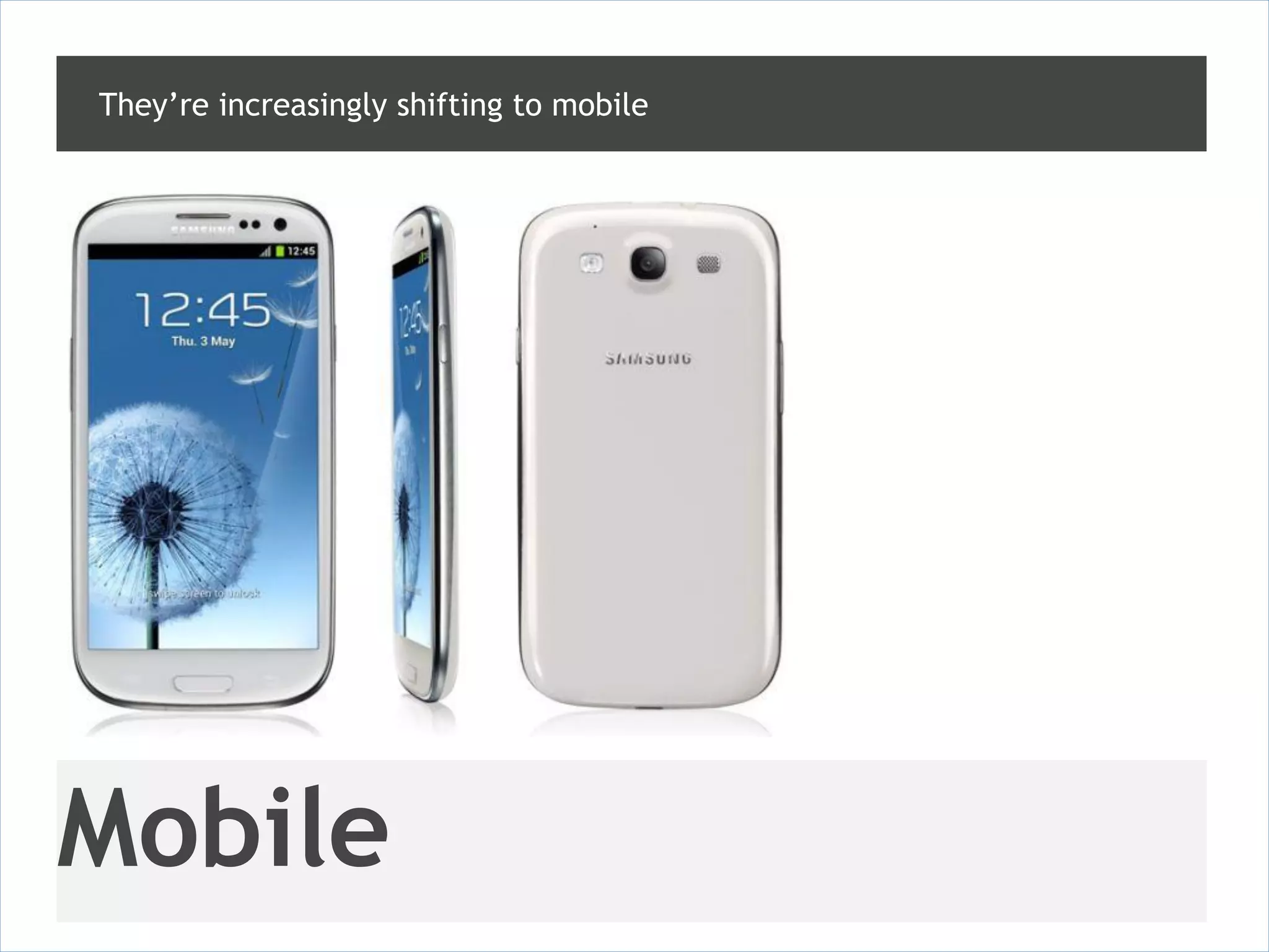 They’re increasingly shifting to mobile




Mobile
 