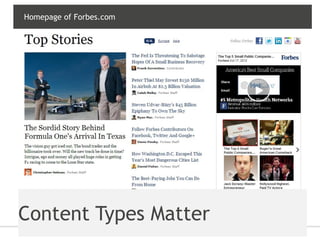 Homepage of Forbes.com




Content Types Matter
 