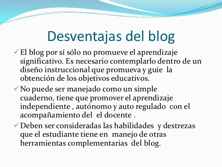 Ventajas y Desventajas del Blog