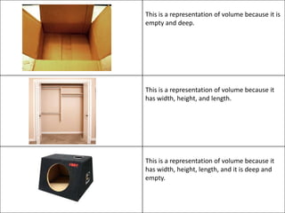 Subject matter to media regarding capacity, commonly called containers.