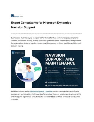 Expert Consultants for Microsoft Dynamics Navision Support | PDF