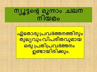 Blog newton's third law of motion malayalam