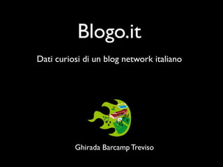 Blogo.it
    Dati curiosi di un blog network italiano




•             Ghirada Barcamp Treviso