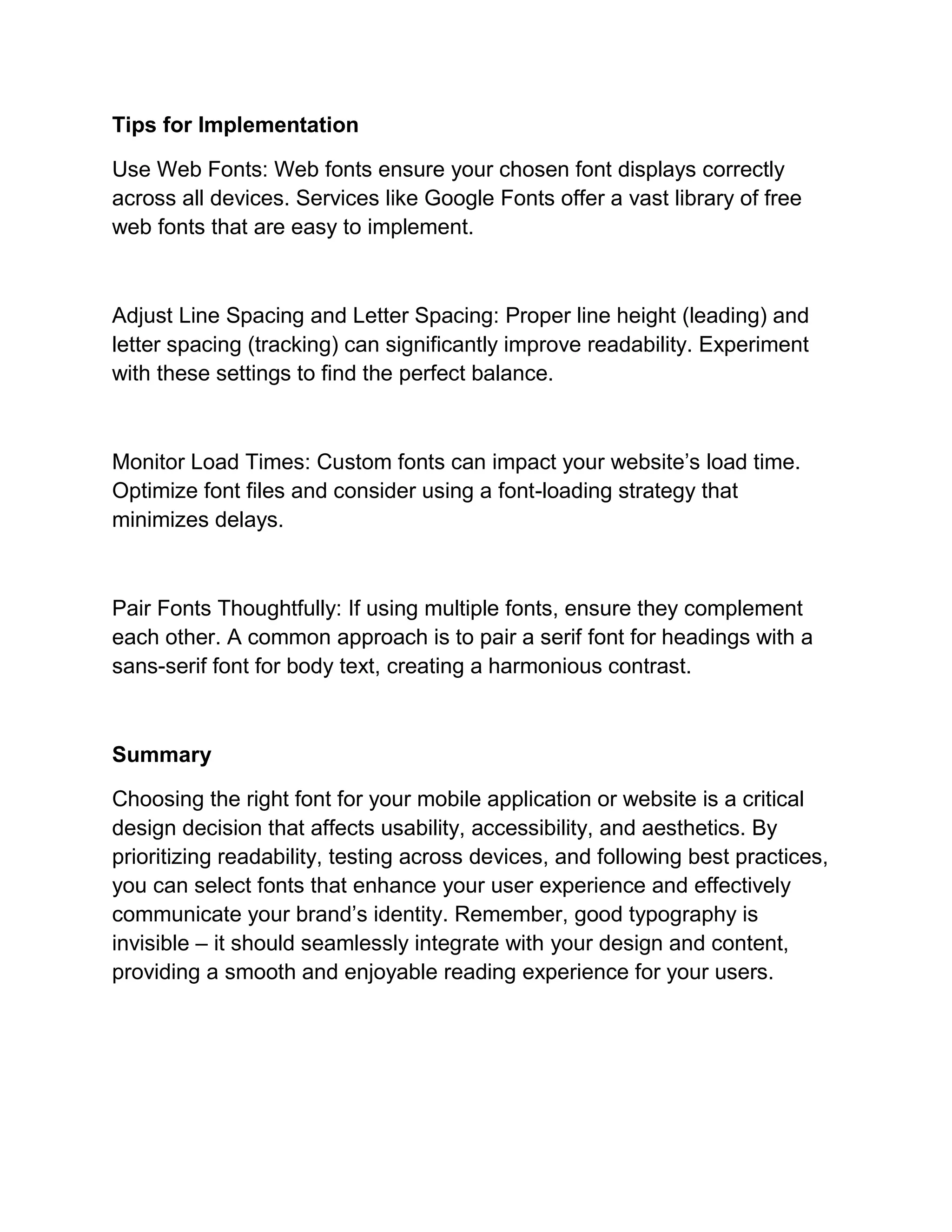 Impact of Fonts: in Web and Apps Design | DOCX