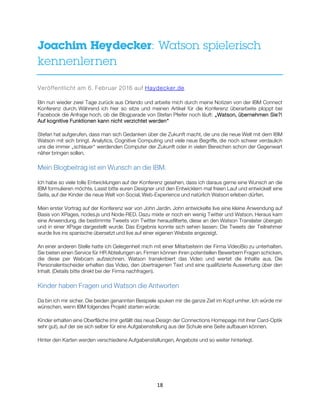 18
Joachim Heydecker: Watson spielerisch
kennenlernen
Veröffentlicht am 6. Februar 2016 auf Haydecker.de
Bin nun wieder zw...