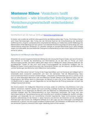 23
Marianne Kühne: Versichern heißt
verstehen – wie künstliche Intelligenz die
Versicherungswirtschaft entscheidend
veränd...