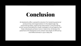 AI Assistants: The Future of Personal Productivity and Organization | PDF