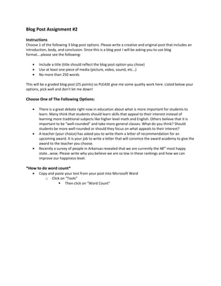 Blog Post Assignment2 | DOC | Education