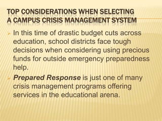 Top Considerations When Selectinga Campus Crisis Management System ,[object Object]