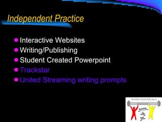 Independent Practice Interactive Websites Writing/Publishing Student Created Powerpoint Trackstar United Streaming writing prompts 