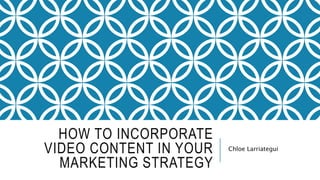 HOW TO INCORPORATE
VIDEO CONTENT IN YOUR
MARKETING STRATEGY
Chloe Larriategui
 