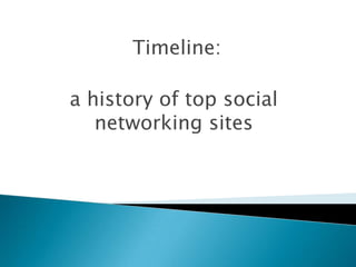 Timeline:  ,[object Object],a history of top social networking sites,[object Object]