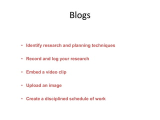 BlogsIdentify research and planning techniques