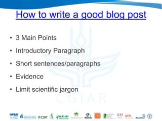 Nairobi ILRI-WLE: Blogging for Impact 
