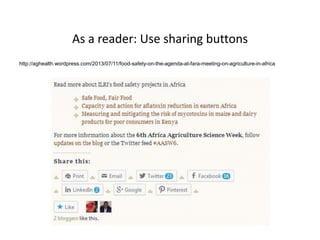 Nairobi ILRI-WLE: Blogging for Impact 