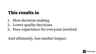 This results in
1. Slow decision-making
2. Lower quality decisions
3. Poor experience for everyone involved
And ultimately, less market impact.
 